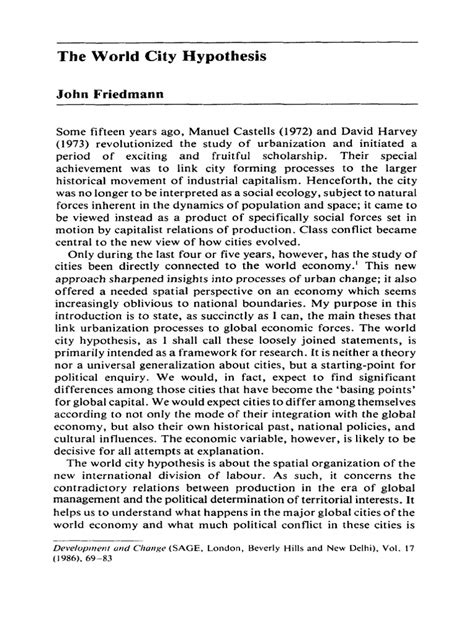 world city hypothesis|(PDF) The World City Hypothesis .